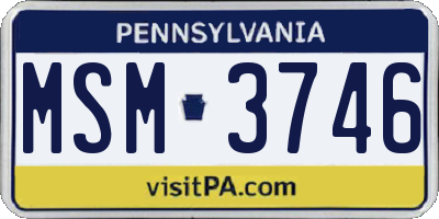 PA license plate MSM3746