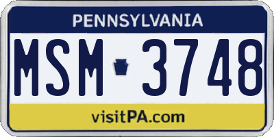 PA license plate MSM3748