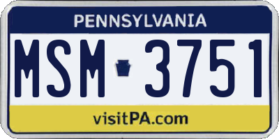 PA license plate MSM3751