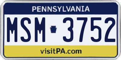 PA license plate MSM3752