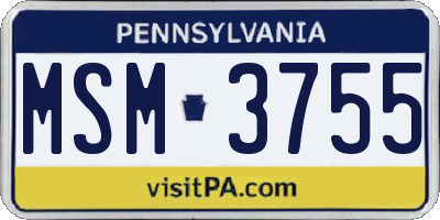 PA license plate MSM3755