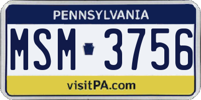 PA license plate MSM3756