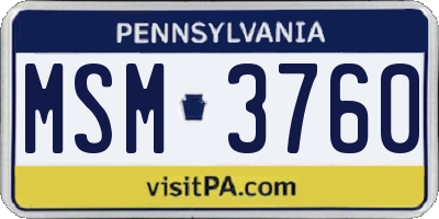 PA license plate MSM3760
