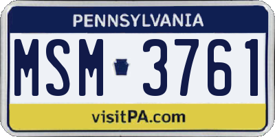 PA license plate MSM3761