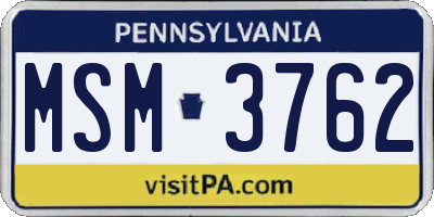 PA license plate MSM3762