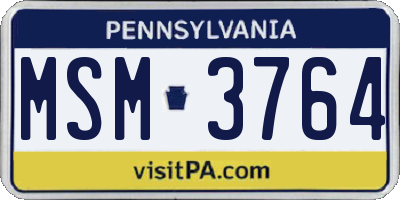 PA license plate MSM3764