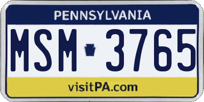 PA license plate MSM3765
