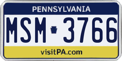 PA license plate MSM3766