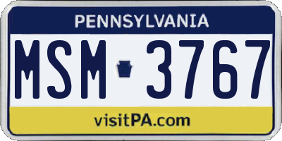 PA license plate MSM3767