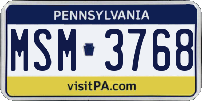 PA license plate MSM3768
