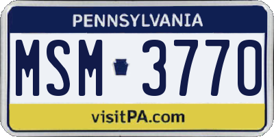 PA license plate MSM3770