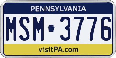 PA license plate MSM3776
