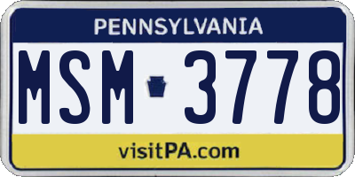 PA license plate MSM3778