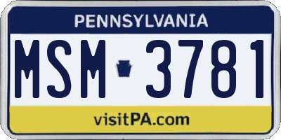 PA license plate MSM3781