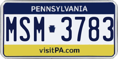 PA license plate MSM3783