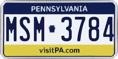 PA license plate MSM3784