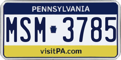 PA license plate MSM3785
