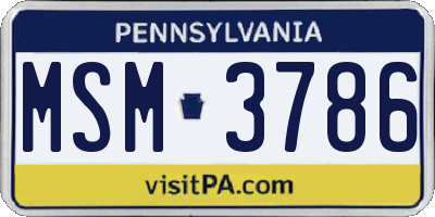 PA license plate MSM3786