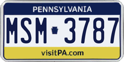 PA license plate MSM3787