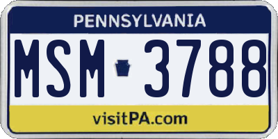 PA license plate MSM3788