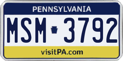 PA license plate MSM3792