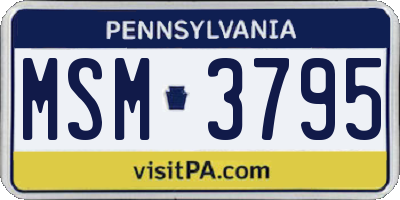 PA license plate MSM3795