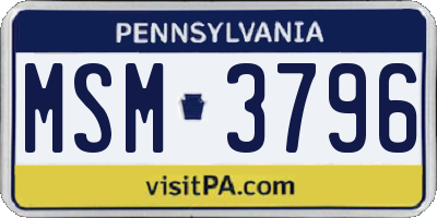 PA license plate MSM3796