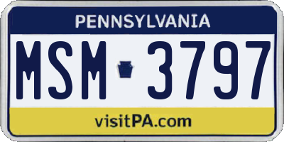 PA license plate MSM3797