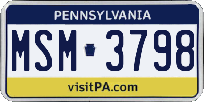 PA license plate MSM3798