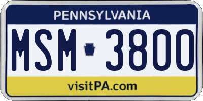 PA license plate MSM3800