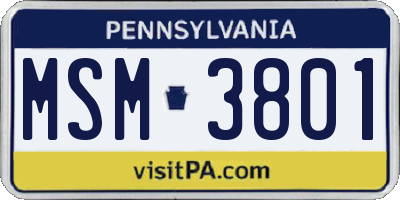 PA license plate MSM3801