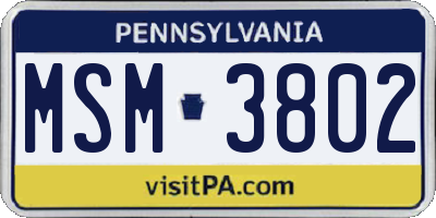 PA license plate MSM3802
