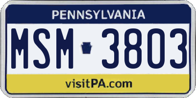 PA license plate MSM3803