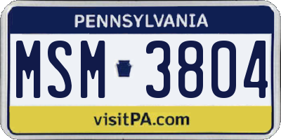 PA license plate MSM3804