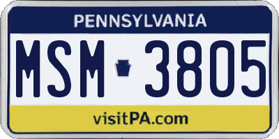 PA license plate MSM3805
