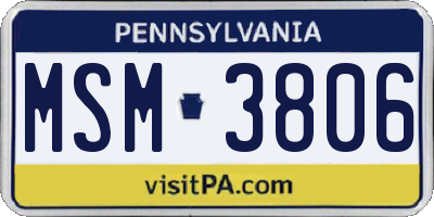 PA license plate MSM3806