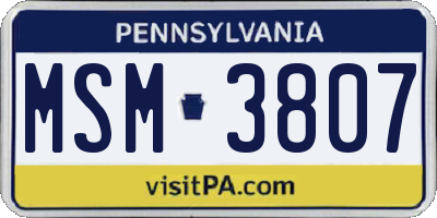 PA license plate MSM3807
