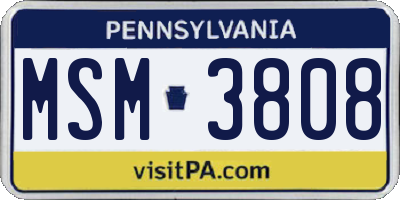PA license plate MSM3808