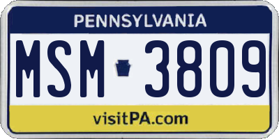PA license plate MSM3809