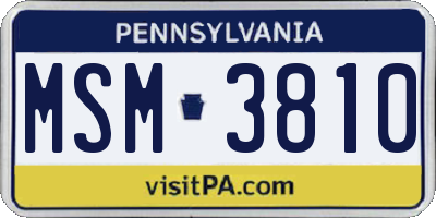 PA license plate MSM3810
