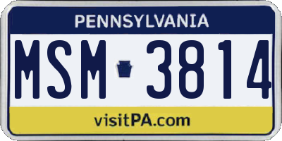 PA license plate MSM3814