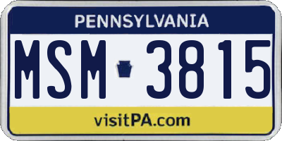 PA license plate MSM3815