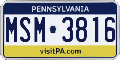 PA license plate MSM3816