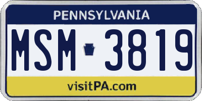 PA license plate MSM3819