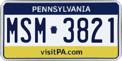 PA license plate MSM3821