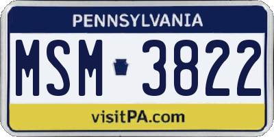 PA license plate MSM3822