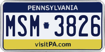 PA license plate MSM3826