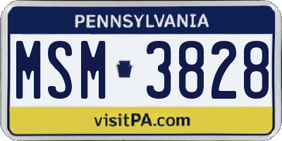 PA license plate MSM3828