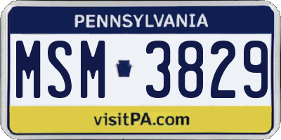 PA license plate MSM3829