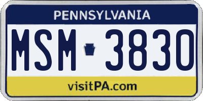 PA license plate MSM3830